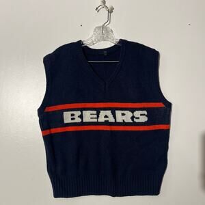 Vintage 80s Mike Ditka Chicago Bears Wool Knit Blue Casual Sweater Vest Mens L
